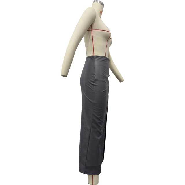 Leather High Waist Slit Maxi Skirt