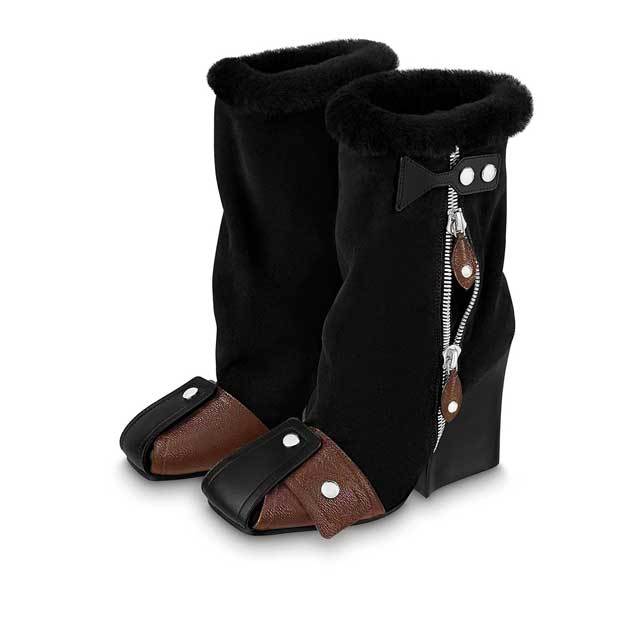 Zipper Suede Chunky Middle Boots