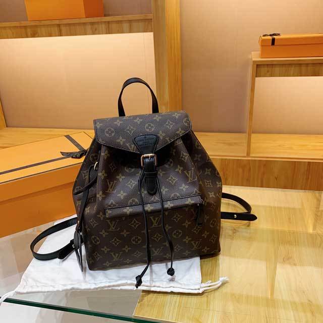 Buckle Strap Leather Printed Backpack