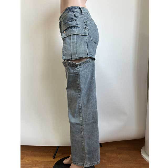 Removable Casual Cargo Jeans