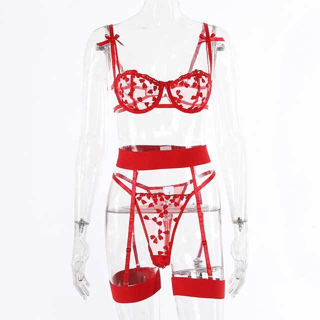 Romance Bedroom Embroidery Lace Lingerie Set