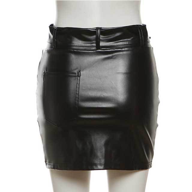 Leather Jacket Top Cargo Skirt Set