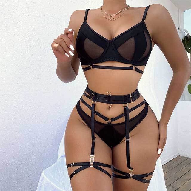 Fantasy See Through Hollow Out Lingerie Bra Set