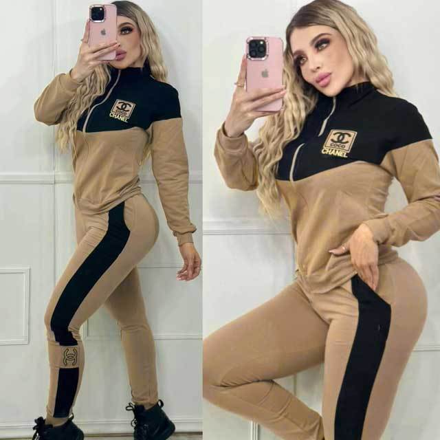 Embroidery Zipper Top Casual Jogging Suit