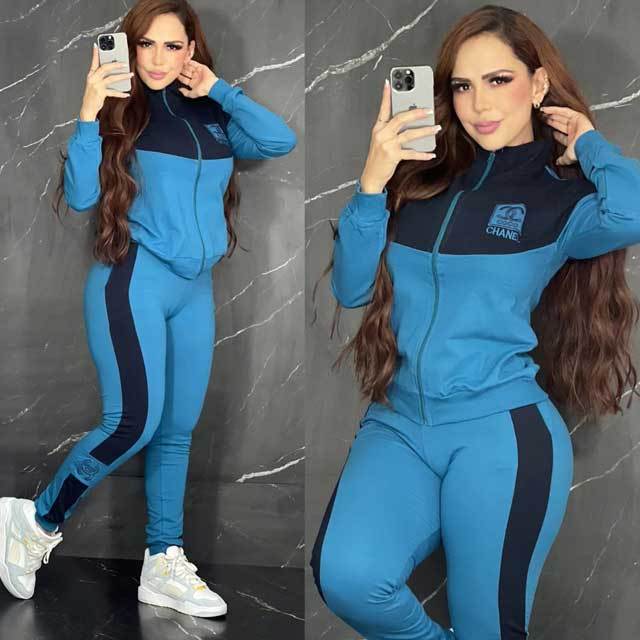 Embroidery Zipper Top Casual Jogging Suit