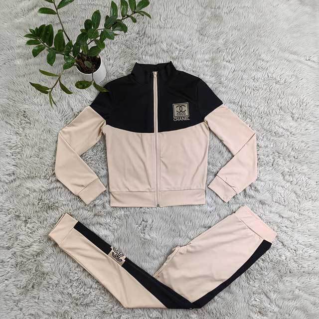 Embroidery Zipper Top Casual Jogging Suit