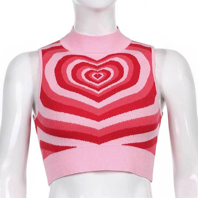 Heart Printed Knitting Tank Top