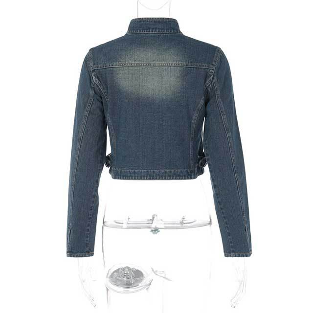 Vintage Style Denim Jacket Top Skirt Set