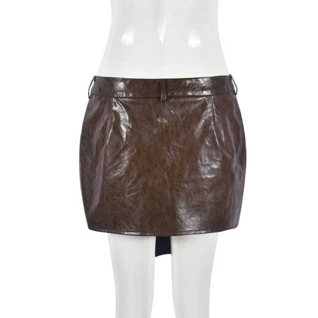 Leather Irregular Mini Skirt