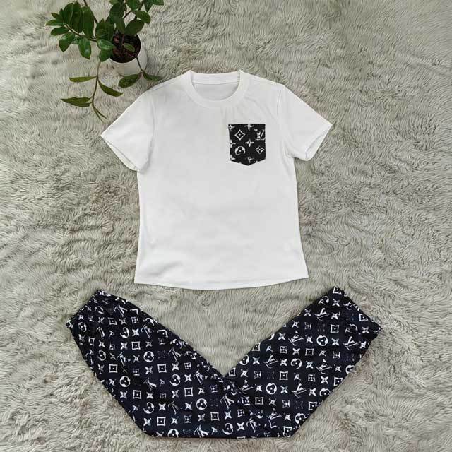 Printed Short Sleeve Casual Pants Set