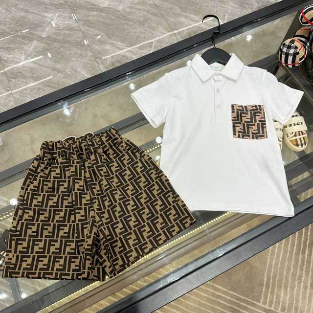 Printed Polo Top Short Set For Children