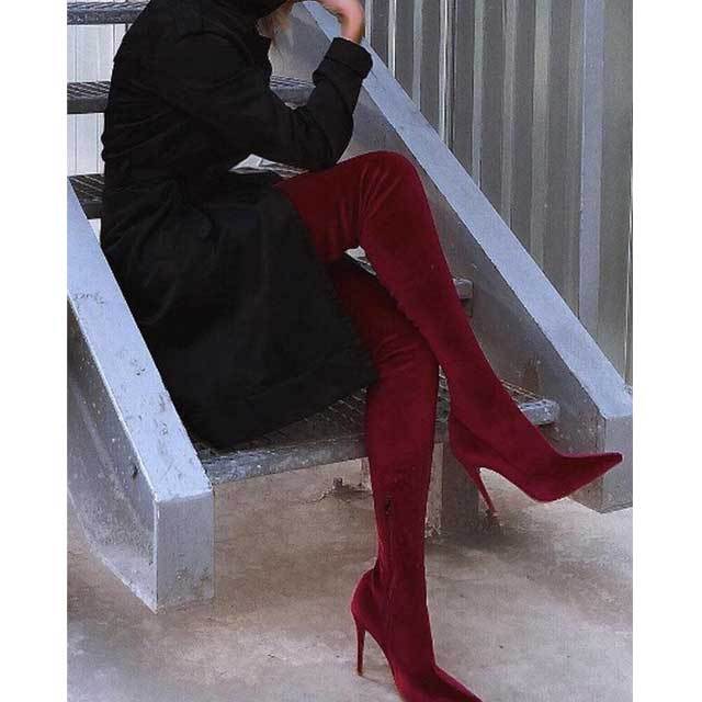 Suede High Heeled Over The Knee Boots