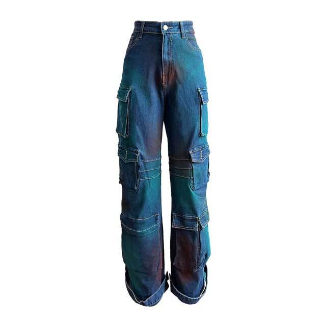 Multi Pockets Spray Color Cargo Jeans