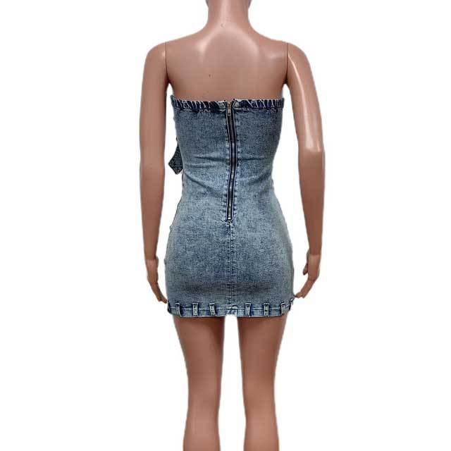 Strapless Denim 3D Dress