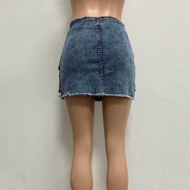 Denim Cargo Mini Skirt