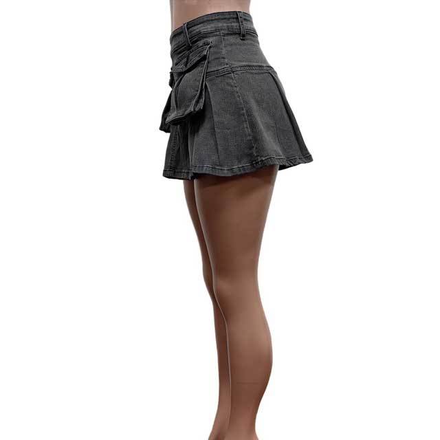 Denim 3D Cargo Skirt