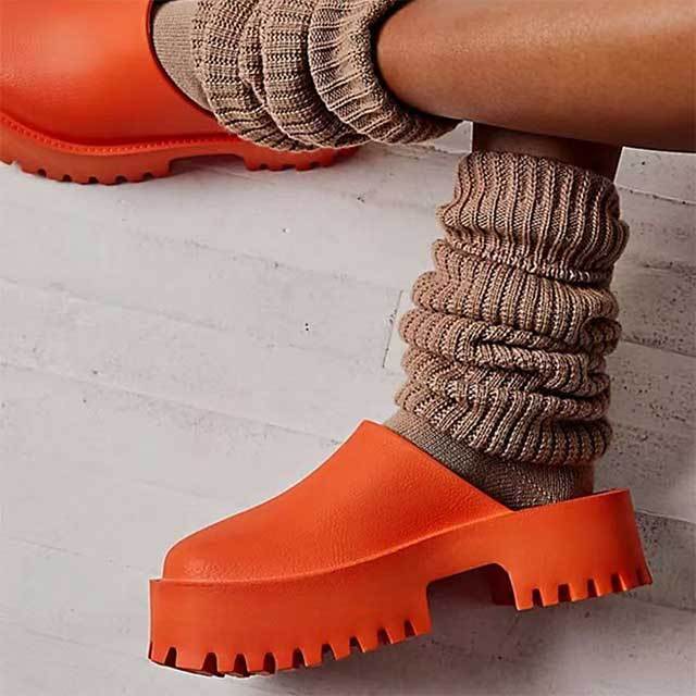 Closed Toe High Platform Slippers Shoes