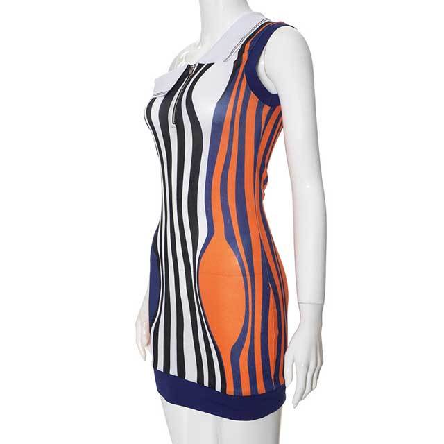 Single Shoulder Striped Bodycon Dress