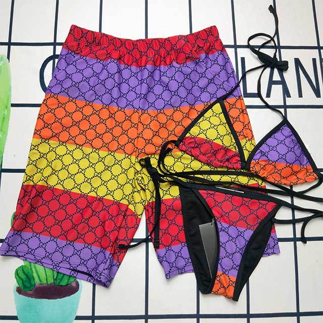 Color Block Printed Men's Beachwear Shorts