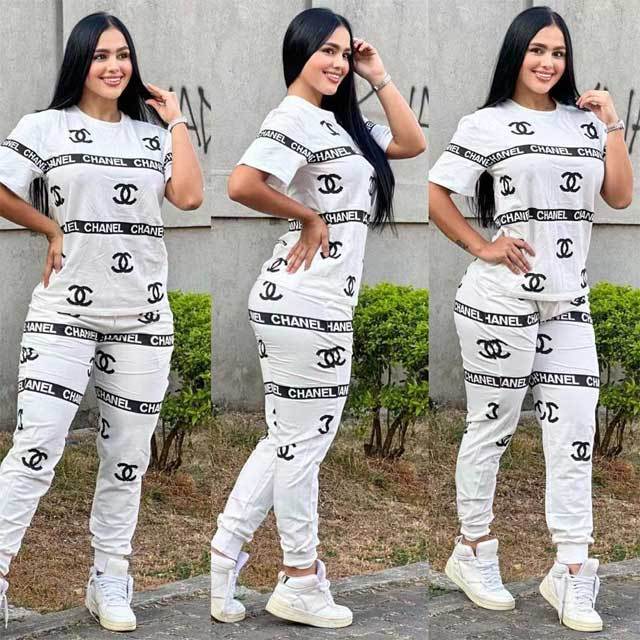 Printed Short Sleeve Casual Pants Suit