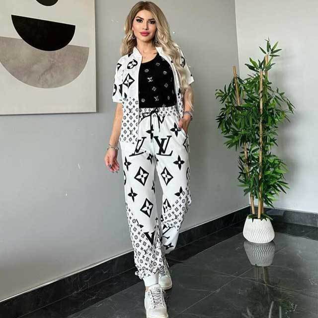 Printed Jacket Top Casual Jogging Suit