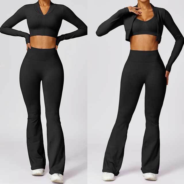 Tight-fitting Seamless Yoga Pant Suit 3 Pieces