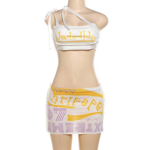 Printed Strappy Top Mini Skirt Set