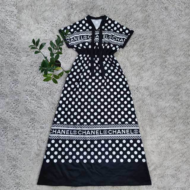 Short Sleeve Printed Swing Maxi Dress