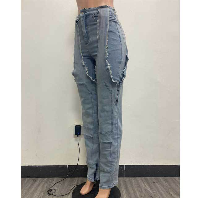 Chic Design Zipper Cargo Jeans