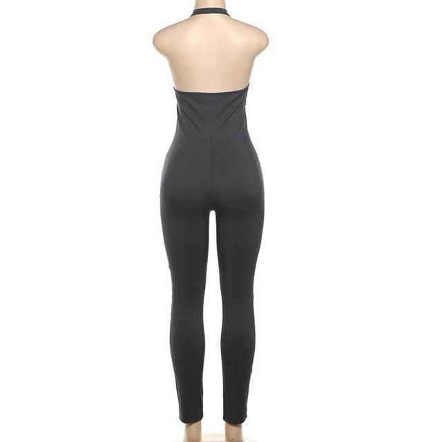 Ribbed Halter Sport Jumpsuit