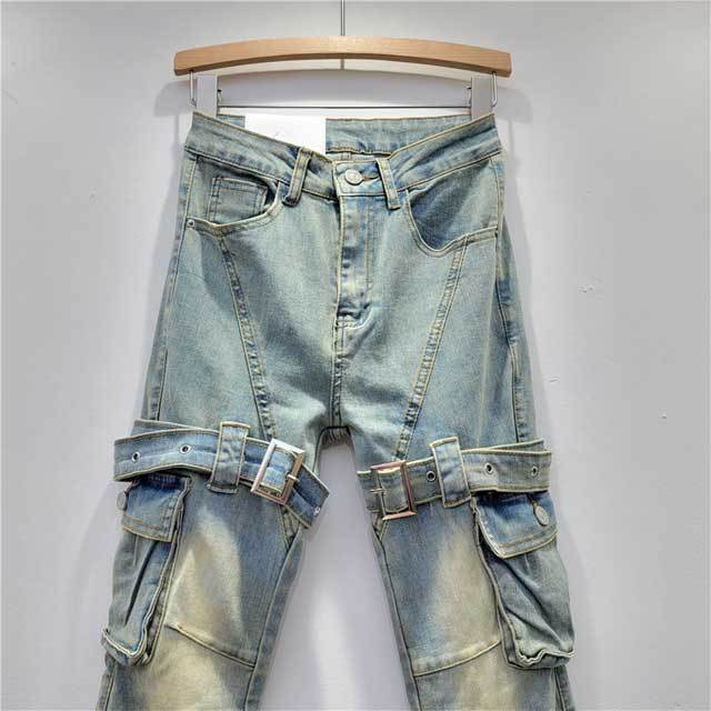 Buckle Strap Vintage Bell Jeans