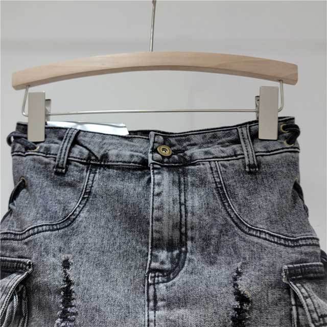 Strappy Ripped Denim Skirt