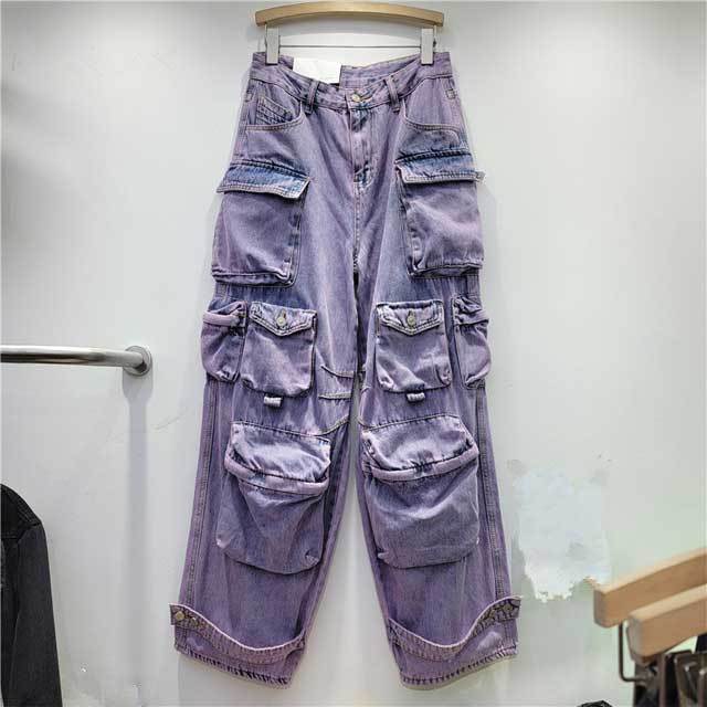 Fashion High Waist Casual Cargo Jeans