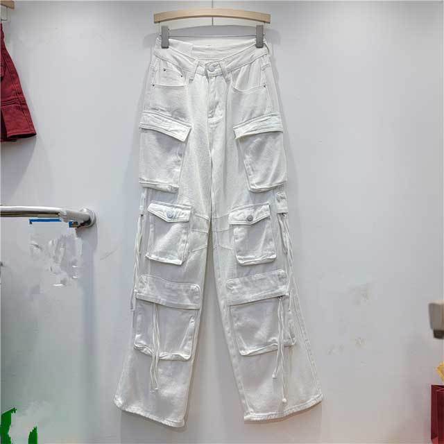 High Waist Casual Cargo Jeans