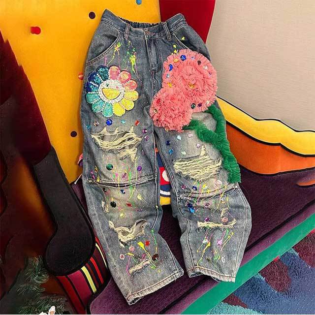 Chic Design High Waist Ripped Boyfriend Jeans