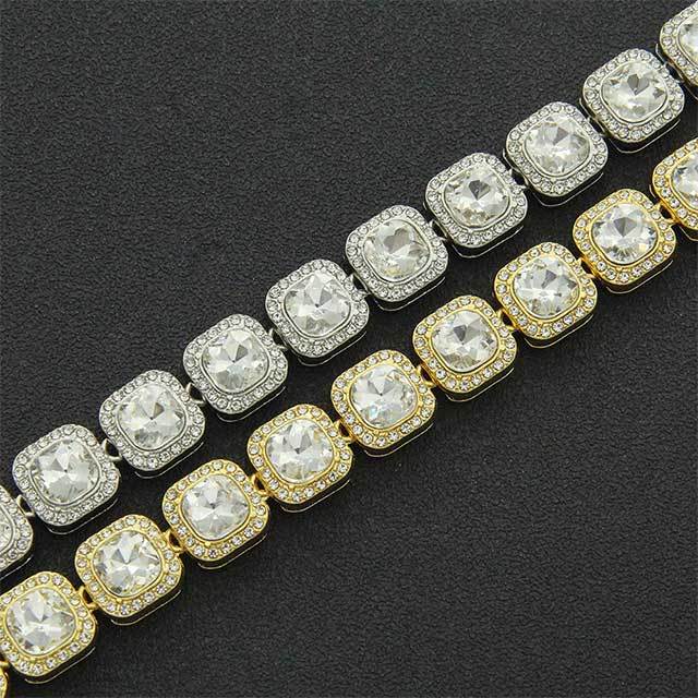 Square Diamond Cuban Chain Necklace