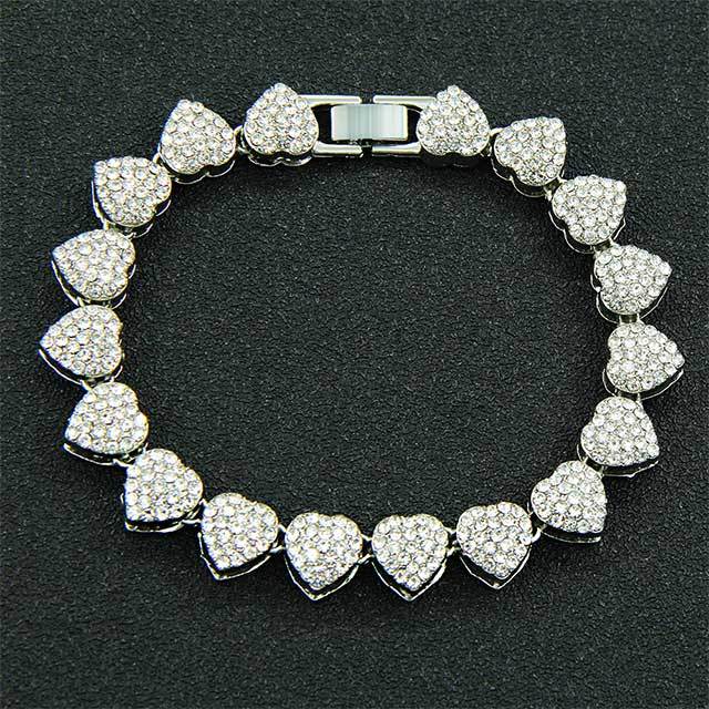 Rhinestone Three-dimensional Heart Splicing Bracelets