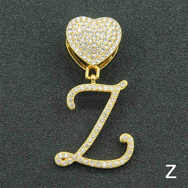 26 Letters Pendant Necklace With Cuban Chain