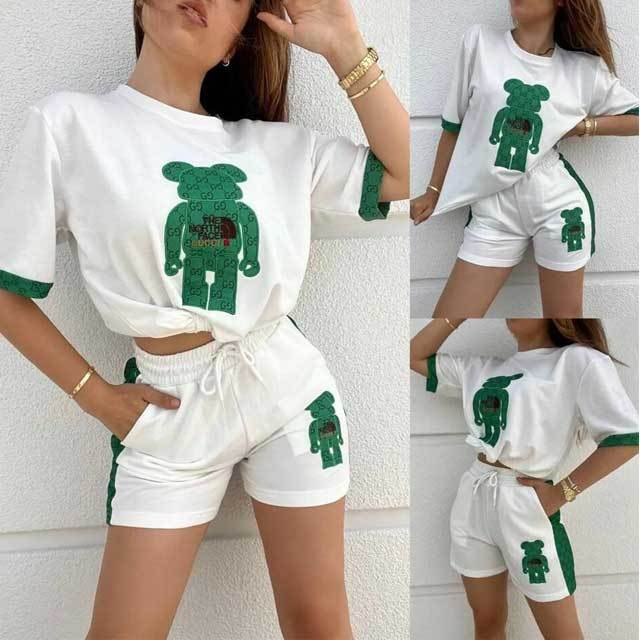 Printed Short Sleeve Casual Two Piece Set