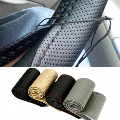 Car Steering Wheel Cover With Needles and Thread Artificial leather Diameter 38cm Auto Car Accessories