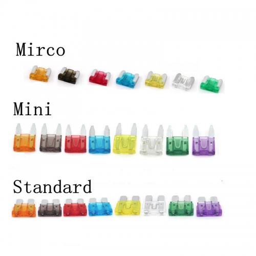 Fuses car Mini Micro Standard Car fuse 2A 3A 5A 7.5A 10A 15A 20A 25A 30A 35A 10pcs/lot