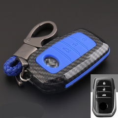 Key Shell for Automotive Carbon Fiber Car Key Cover Holder KeyChain Key Case For Toyota Avensis Corolla Prius Camry Vitz RAV4 Auto Parts Car Styling