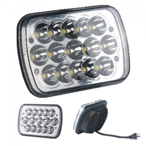 7 Inch Square LED Headlight for Trucks 45W 6000K 3W High Power LED 15Leds 2900LM 12V IP65 High Low Beam