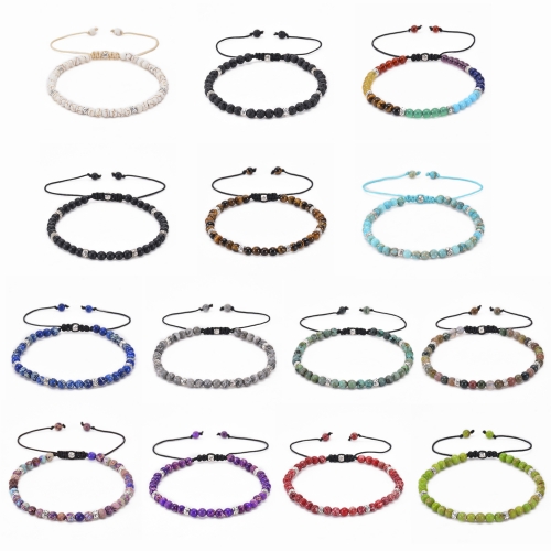 Woven bracelet adjustable natural stone bracelet yoga beads hand strung jewelry