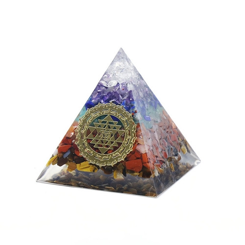 Seven chakra oken pyramid ornaments seven color crystal resin pyramid meditation meditation healing