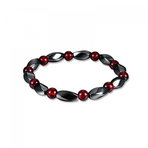 Hematite Beaded Therapy Elastic Bracelet for Anxiety Relief Magnetic Twist 6x12MM Beads Stretch Bracelet for Women Men