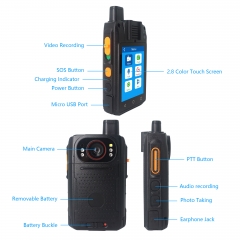 4g body worn camera Android 9.0 2.8 inch touch screen IP68 level support OEM, ODM RTSP, RTMP. GB28181, REALPTT, WALKIEFLEET CMSV6