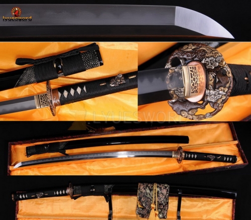 Japanese Samurai Sword Clay Tempered Abrasive Folded Steel Katana Full Tang Razor Sharp Blade