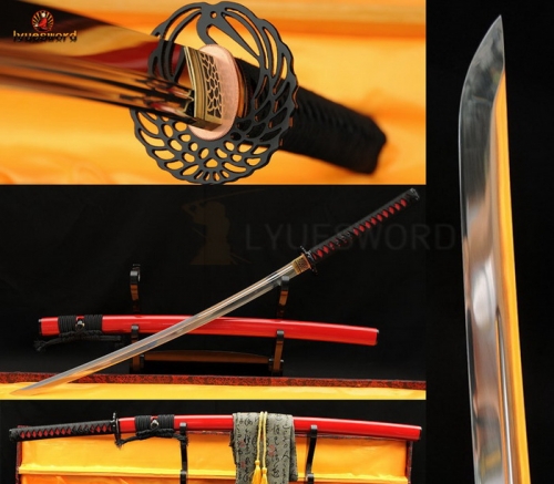 Handmade Japanese Samurai KATANA 9260 Steel Sword Sharp Blade Ox Horn Saya