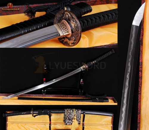 Handmade Clay Tempered Japanese Samurai Katana Folded Steel Unokubi Zukuri Blade Razo Sharp Sword Battle Ready